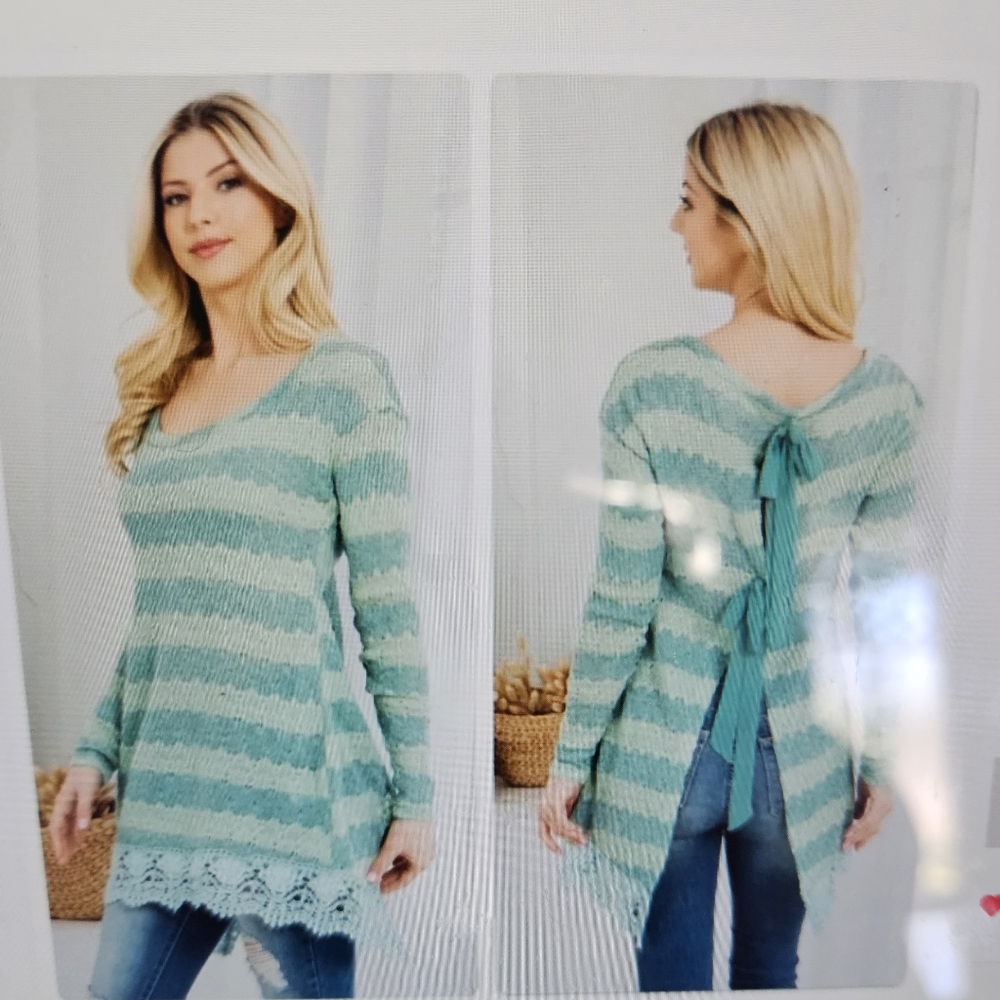A Girl Thing Mint Striped Sweater
